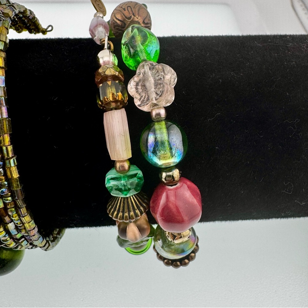 4 Wrap Elegant Beaded Bracelet Set Crystal, Glass, Acrylic - Picture 7 of 10
